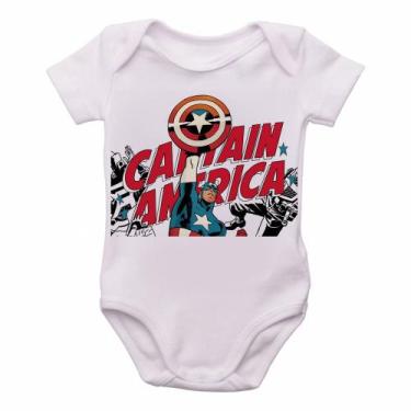 Imagem de body nenê criança roupa bebê   Capitão América  Super Herói - Empório 