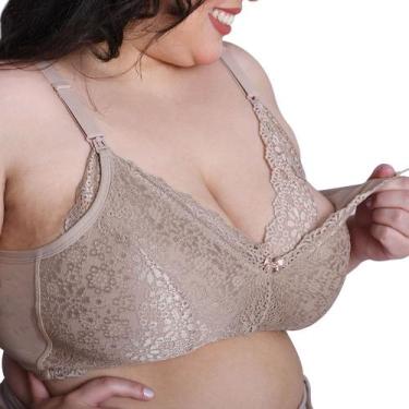 Imagem de Sutiã Plus Size Linda Gestante Amamentação sem Bojo Rendado Conforto, 
