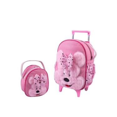 Imagem de Kit Mochila De Carrinho Infantil Bichinho G + Lancheira - Suporte Lanc