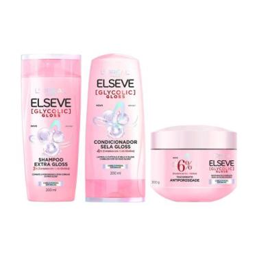 Imagem de Kit Elseve Shampoo Condicionador 400 ml + Mascara Tratamento Glycolic 