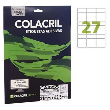 Imagem de Etiqueta Adesiva Colacril A4 CA4255 31x63,5mm C/675 c/25 fls