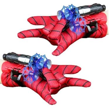 Imagem de 2 Luvas Brinqudo Lança Teia e atira Dardos Ventosa do Homem  Aranha - 