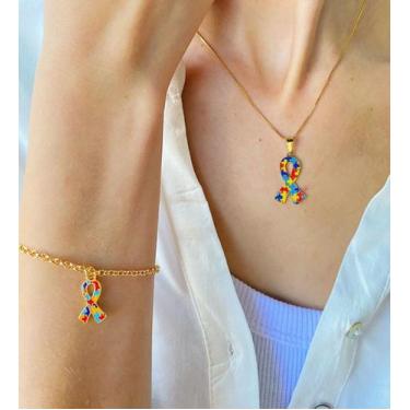 Imagem de Conjunto Autismo Colar + Pulseira - Elysee Semijoias