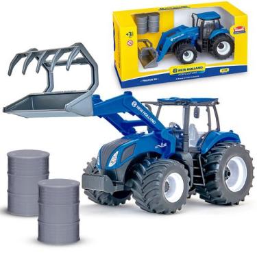 Imagem de Brinquedo Trator New Holland Agriculture T8 Garfo Miniatura Realista P