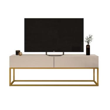 Imagem de Rack Para Sala de Estar Eros 1,40m Com Puxadores Modernos em Cava Pés 