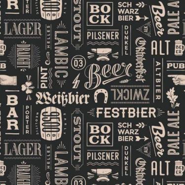 Imagem de Papel de Parede Temático Tipos de Cerveja Escrita 3,0m - DEKAL DECOR