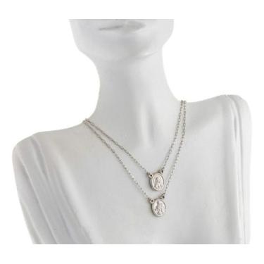 Imagem de Escapulário Feminino Ouro Branco 18k 750 Dupla Face 60 Cm - JOIE JOIAS