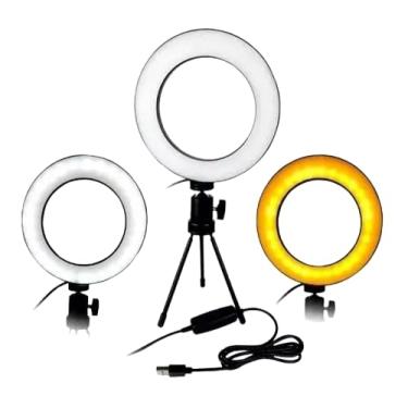 Imagem de Ring Light de Mesa 6 Polegadas 16 Cm com Tripé e Suporte para Celular Selfie Youtuber Gravação Maquiagem