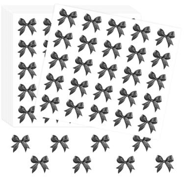 Imagem de Whaline 500 pçs adesivo de laço preto aquarela laço selo adesivo vintage coquete laço adesivo de etiqueta autoadesiva para embrulho de envelope de cartão