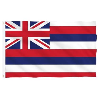 Imagem de Bandeira havaiana 7 x 12 cm ao ar livre dupla face resistente durável 3 camadas bandeira do estado do Havaí banner com 2 ilhós