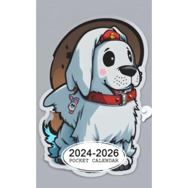 Imagem de Calendário de bolso 2024-2026: Agenda mensal de dois anos para bolsa, 36 meses de janeiro de 2024 a dezembro de 2026 | Cão de desenho animado | Adesivo de fantasia fantasma