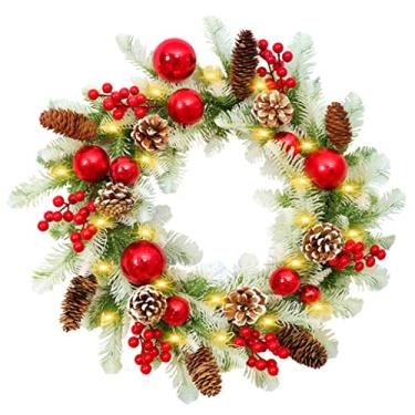 Imagem de Belas Guirlanda de natal rústica com luzes guirlanda de outono guirlanda de fazenda para porta da frente guirlanda artificial criando atmosfera diverso