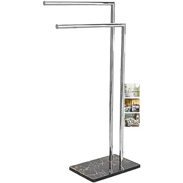 Imagem de Toalheiro de banheiro toalheiro para banheiro, suporte de toalha independente com barras, escorredor de roupas duplo, arejador/preto (preto), prata