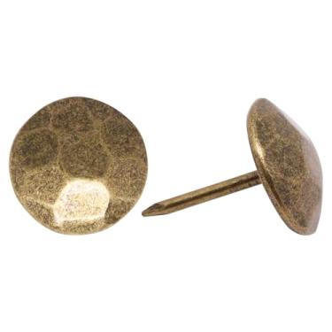Imagem de SWZHAI 100 peças de tachas de estofamento para móveis, pregos decorativos vintage de 16 x 20 mm, pregos de estofamento de metal para madeira, bronze, tachas de polegar para sofá de móveis