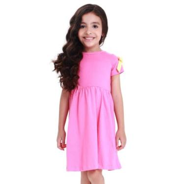 Imagem de Vestido Infantil Menina Rodado Básico 100% Algodão Laço na Manga Model
