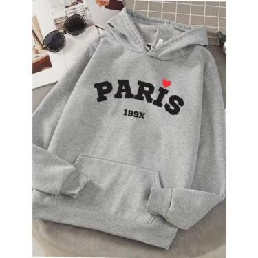 Imagem de Blusa Moletom Canguru Personalizado Paris - Kesdey confeccoes, Cinza, 