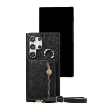 Imagem de Capa de celular tipo carteira crossbody para Samsung Galaxy S24 Ultra S23 S22 Plus A15 A35 A55 A05 A05S A25 A54 A24 A34 A14 Capa de couro, preta, para Galaxy S24