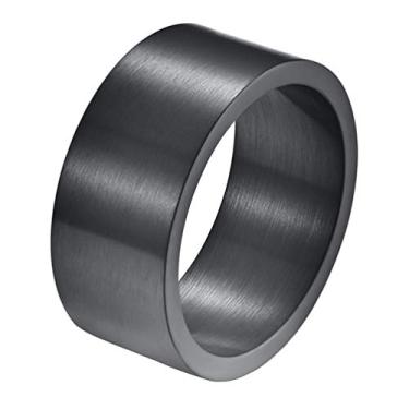 Imagem de INRENG Anel masculino de aço inoxidável 19 mm/10 mm de largura com acabamento fosco e faixa grande e descolada, prateado, dourado, preto