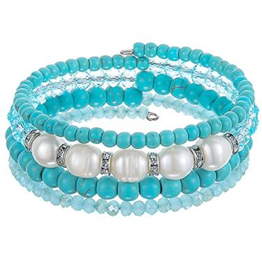 Imagem de Pulseira de pérolas de água doce com contas de chacra - Pulseira com vários fios com contas de ágata de cristal natural, presentes de aniversário para mulheres, vidro pérola cristal, Ágata