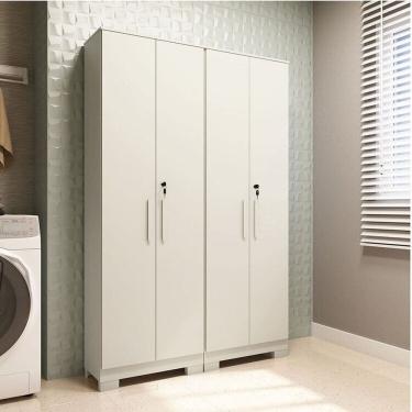 Imagem de Conjunto de Armário Multiuso 2 Peças 100% Mdf Prisma Espresso Móveis Branco