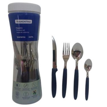 Imagem de Faqueiro Tramontina Em Aço Inox  Ipanem 24 Peças, Azul, 24