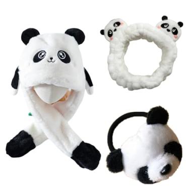 Imagem de Chapéus de panda que podem fazer sons fofos, faixa de cabelo de pelúcia de panda, acessórios de cabelo de gravata de panda para cabelo