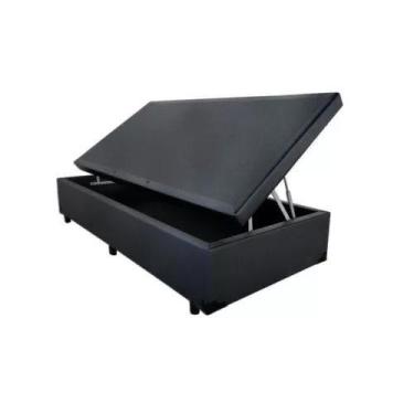 Imagem de Cama Box Em Baú Solteiro Blindado, Sintético Preto RC - Real Comfort E