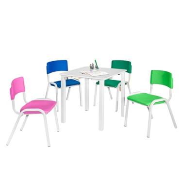 Imagem de Mesa Infantil Com 4 Cadeiras Coloridas Brinquedoteca Escola Creche Igreja