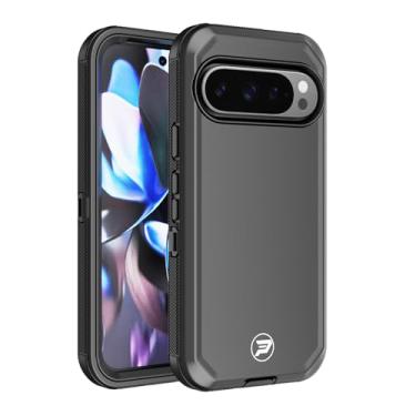 Imagem de Wireless PROTECH Capa compatível com Google Pixel 9 e Pixel 9 Pro (tela de 6,3 polegadas), TPU de camada tripla robusta e capa lisa de policarbonato preta/preta