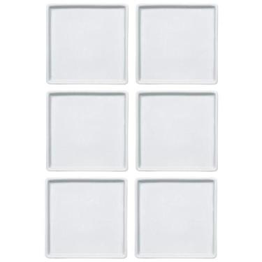 Imagem de Conjunto 6 Pratos de Porcelana Branco Quadrados Rasos 16x16cm American