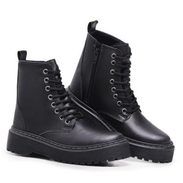 Imagem de Bota Feminina PelePincel Coturno Blogueira Leve Couro Moda, Preto, 37