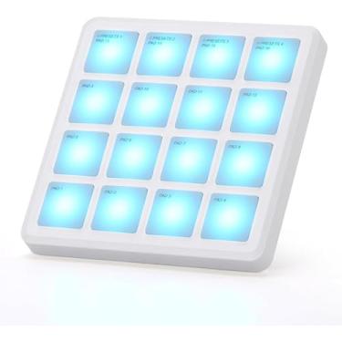 Imagem de M-VAVE VEDO Pads controladores MIDI sem fio, 4,1 * 4,1 polegadas, 0,28 LBS, controlador MIDI USB portátil Bluetooth com 16 pads de bateria MPC, repetição de notas, botões nível recarregável