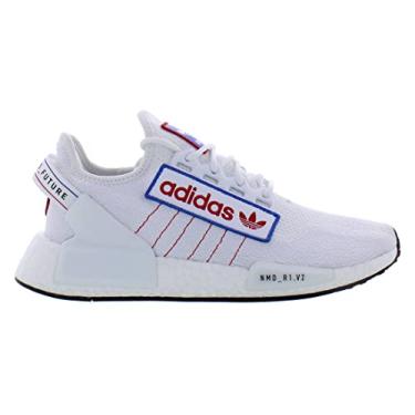 Imagem de adidas Tênis de corrida masculino NMD_r1 Stlt Primeknit, Nuvem branco/escarlate/azul, 9.5