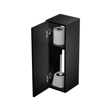 Imagem de Armário Organizador Multiuso Preto com Porta para Banheiro