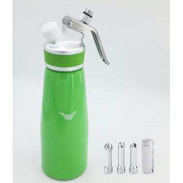 Imagem de TFORESTER Dispensador de chantilly – Corpo de aço inoxidável, cores vibrantes com 3 bocais para sobremesas, café e mais (verde, 500 ml)