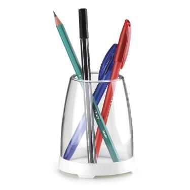 Imagem de Porta Lápis Caneta Treco Organizador Branco Transparente Maxcril Waleu Office Escritório Organização Pen Holder