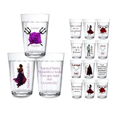 Imagem de Kit 3 Copos Vidro Americano 190ml Orixás Diversos Umbanda Candomblé Guias Artigo Religioso (MARIA MULAMBO)