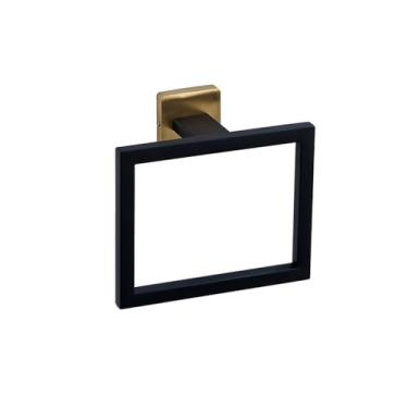 Imagem de Kit de prateleira de banheiro preto dourado, suporte de papel higiênico de aço inoxidável, gancho para toalhas, acessórios organizadores de ferragens para banheiro, conjunto de acessórios, BG, anel d