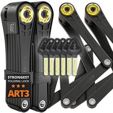 Imagem de Seatylock Conjunto de cadeado dobrável para bicicleta Foldylock Elite, 2 fechaduras de bicicleta combinando, patenteadas, com 6 chaves idênticas, proteção antifurto resistente 18/18 com chaves e