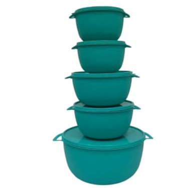 Imagem de Kit 5 Potes Plastico Redondos Bowl Livre Bpa 3 Tamanhos, Vasilha com Tampa (Tifanny)
