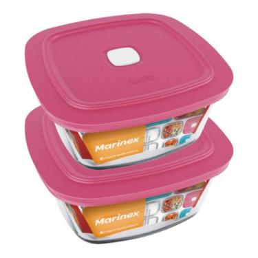 Imagem de Kit com 2 Pote de Vidro c/ Tampa Quadrado 500ML Marinex - NADIR FIGUER