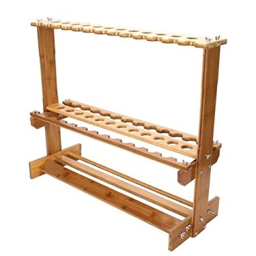 Imagem de JNQLLDS Suporte de espada grande para exibição de piso para espadas de artes marciais, suportes verticais de espadas Katana, suporte de flauta de madeira, flauta, vara de pesca, rack de tubo de luz