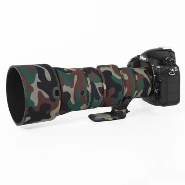 Imagem de CHASING BIRDS Revestimento de lente impermeável camuflado para Nikon AF-S 500 mm f/5.6E PF ED VR capa protetora de lente à prova de chuva (verde militar, com TC de 1,4 X (TC-14E III))