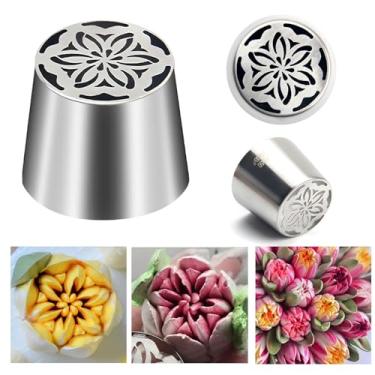 Imagem de Suuker Ponta de tubulação russa extra grande, bocal de tubulação floral rosa de aço inoxidável, flores comestíveis para decoração de bolos, kit de decoração de marshmallow, pontas de cobertura para