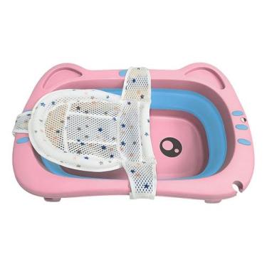 Imagem de Banheira Gatinho Rosa Dobrável P/ Cachorro E Gatos Portátil - Tibaby, 