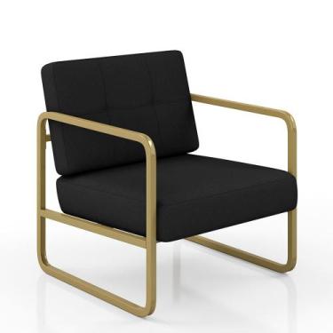 Imagem de Poltrona Estofada Dinamarca Estilo Industrial Dourado/sued Preto - M.a