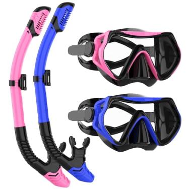 Imagem de JRing Equipamento De Mergulho Com Snorkel Para Adultos, Conjunto De Máscara De Mergulho Com Snorkel E Óculos Antiembaçantes De Vidro Temperado De 180 Graus, Snorkel De Mergulho Seco Para Natação, Má