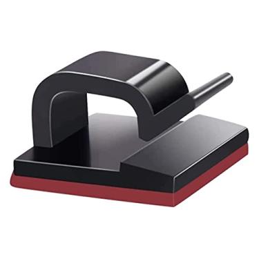 Imagem de Grampos organizadores de gerenciamento de cabos para casa e escritório, 100 peças de clipes de cabo autoadesivos, clipes de parede de cabo elétrico preto, clipes de fixação de cabo, suporte de fio de