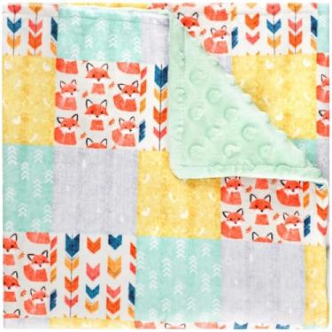 Imagem de Cobertor de bebê para meninos e meninas, cobertores de vison de camada dupla super macios com forro pontilhado, cobertor de cama de bebê recém-nascido de raposas treliça, cobertor impresso