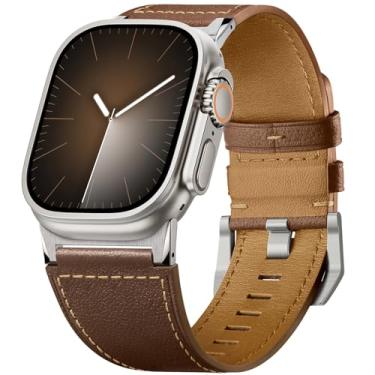Imagem de Suitisbest Pulseiras de couro compatíveis com Apple Watch Ultra de 49 mm, 46 mm, 45 mm, 44 mm e 42 mm, compatível com Apple Watch Ultra 10 9 8 7 6 5 4 3 SE